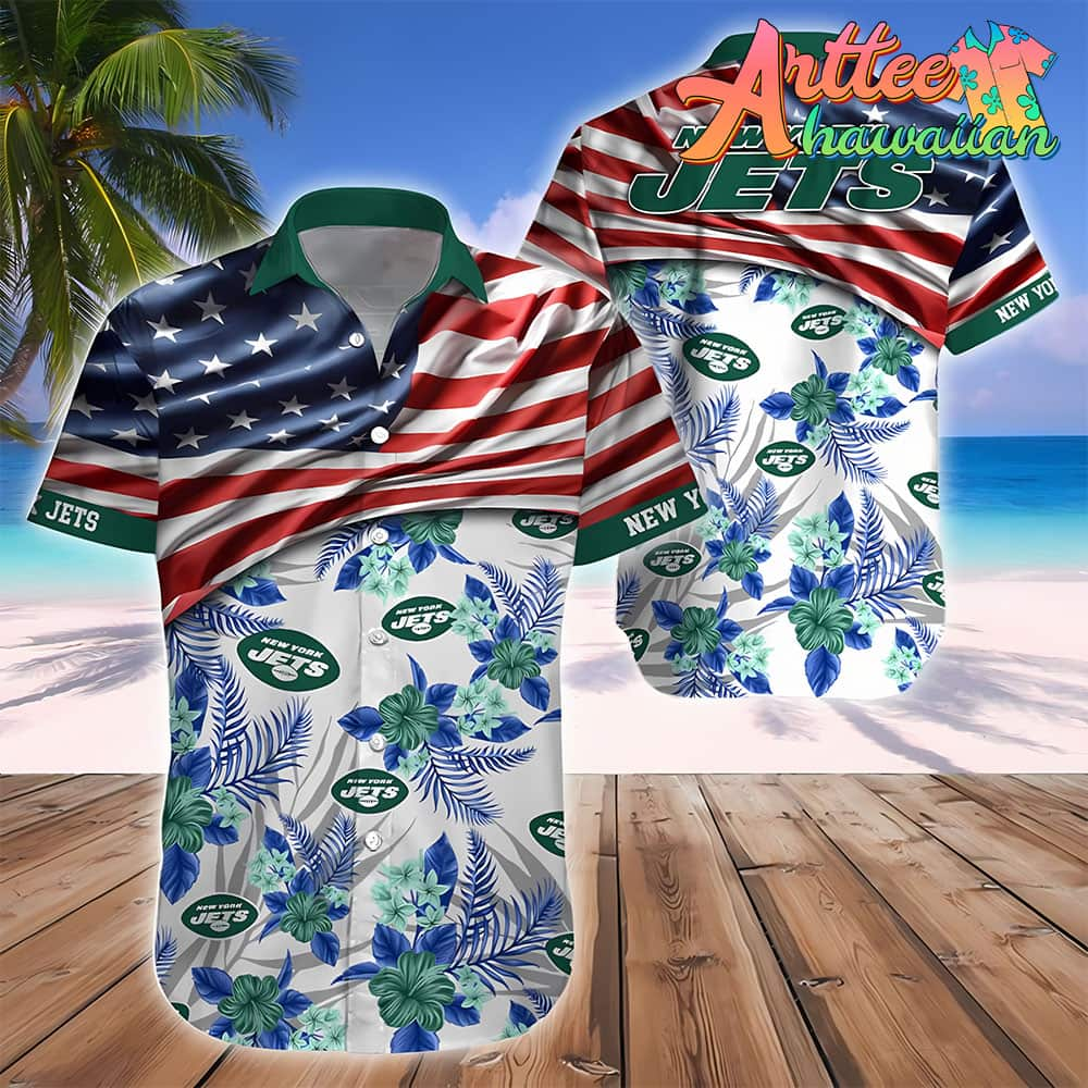 NFL New York Jets Hawaiian Shirt Flag Us Style Gift For Fans Football Lover