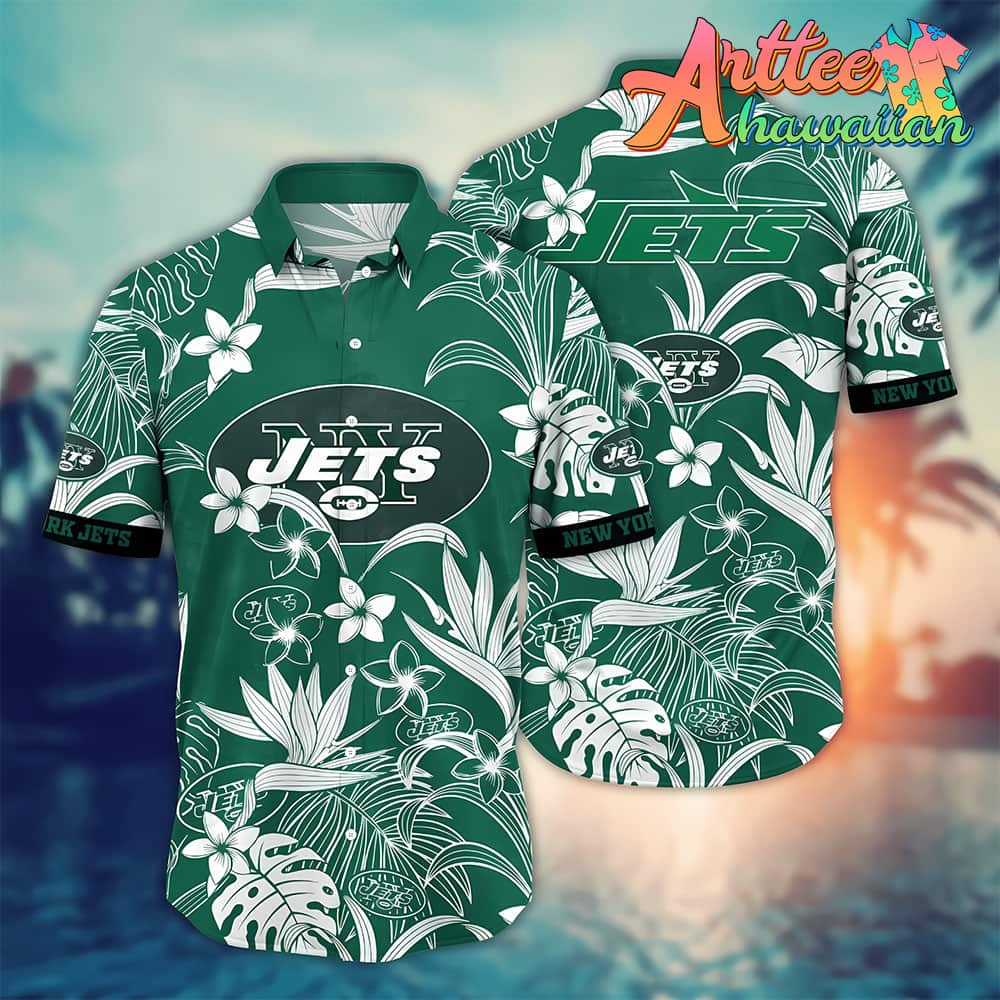 NFL New York Jets Hawaiian Shirt Tropical Flower Gift For Fans Football Lover