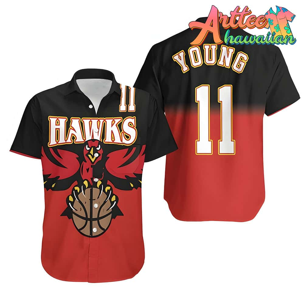 Nba Atlanta Hawks Custom Name Number Black Red Hawaiian Shirt