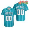 Nba Charlotte Hornets Custom Name Number Teal White Hawaiian Shirt