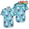 Nba Charlotte Hornets White Teal Tropical Flowers Hawaiian Shirt