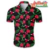 Nba Chicago Bulls Red Hibiscus Flower Green Leaves Hawaiian Shirt