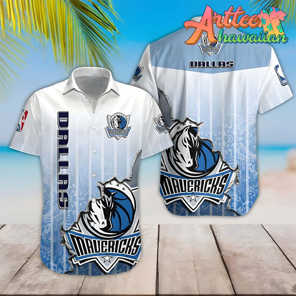 Nba Dallas Mavericks Blue Gradient Polynesian Scratch Hawaiian Shirt