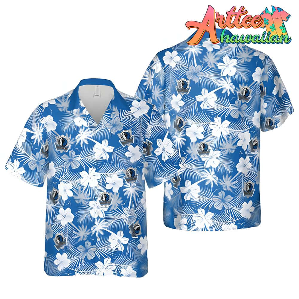 Nba Dallas Mavericks White Blue Hibiscus Flowers Hawaiian Shirt