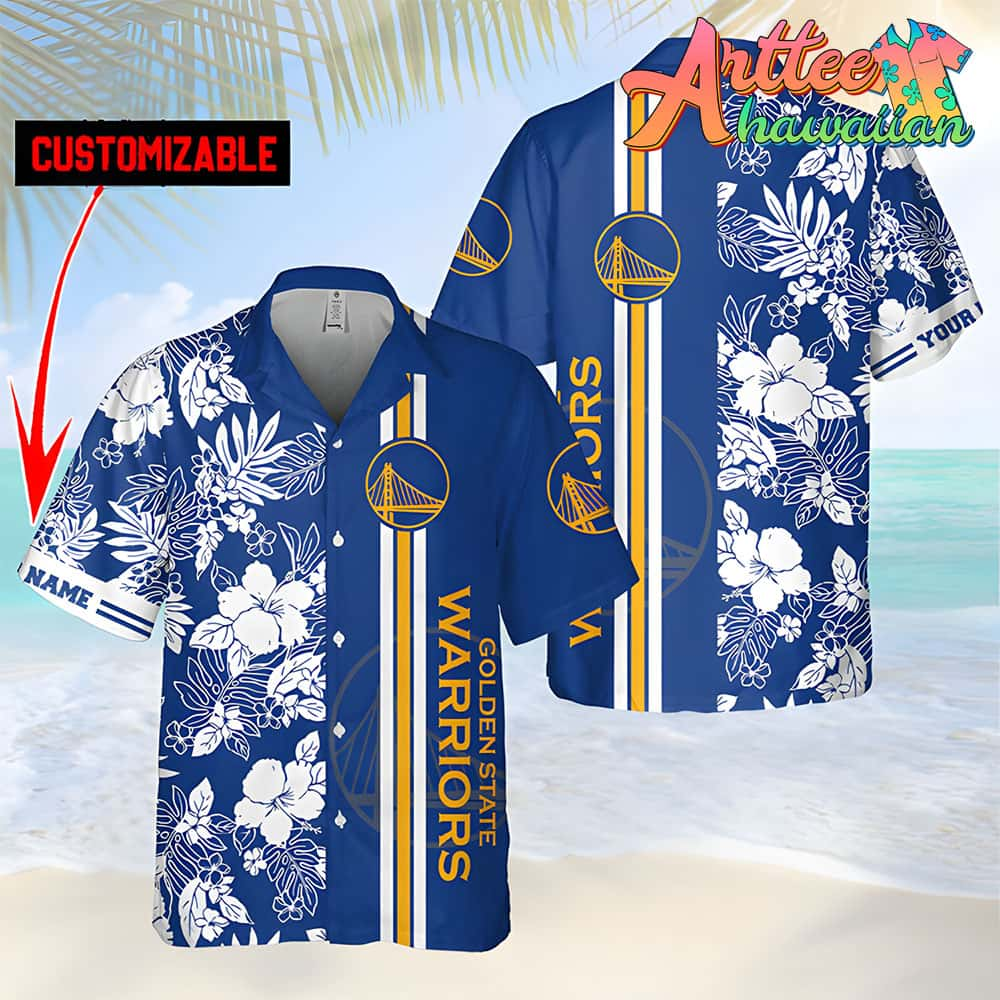 Nba Golden State Warriors Custom Name Tropical Flowers Hawaiian Shirt