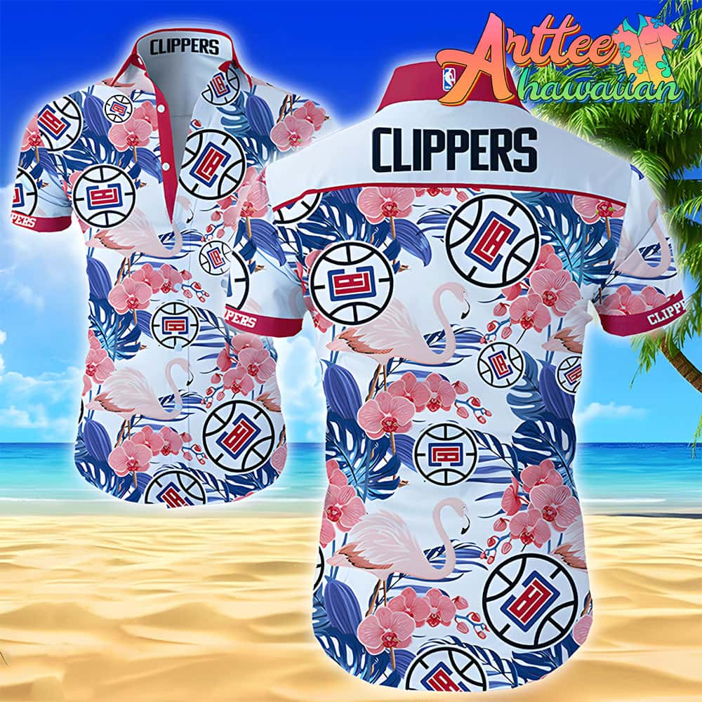 Nba Los Angeles Clippers Tropical Light Blue Flowers Hawaiian Shirt