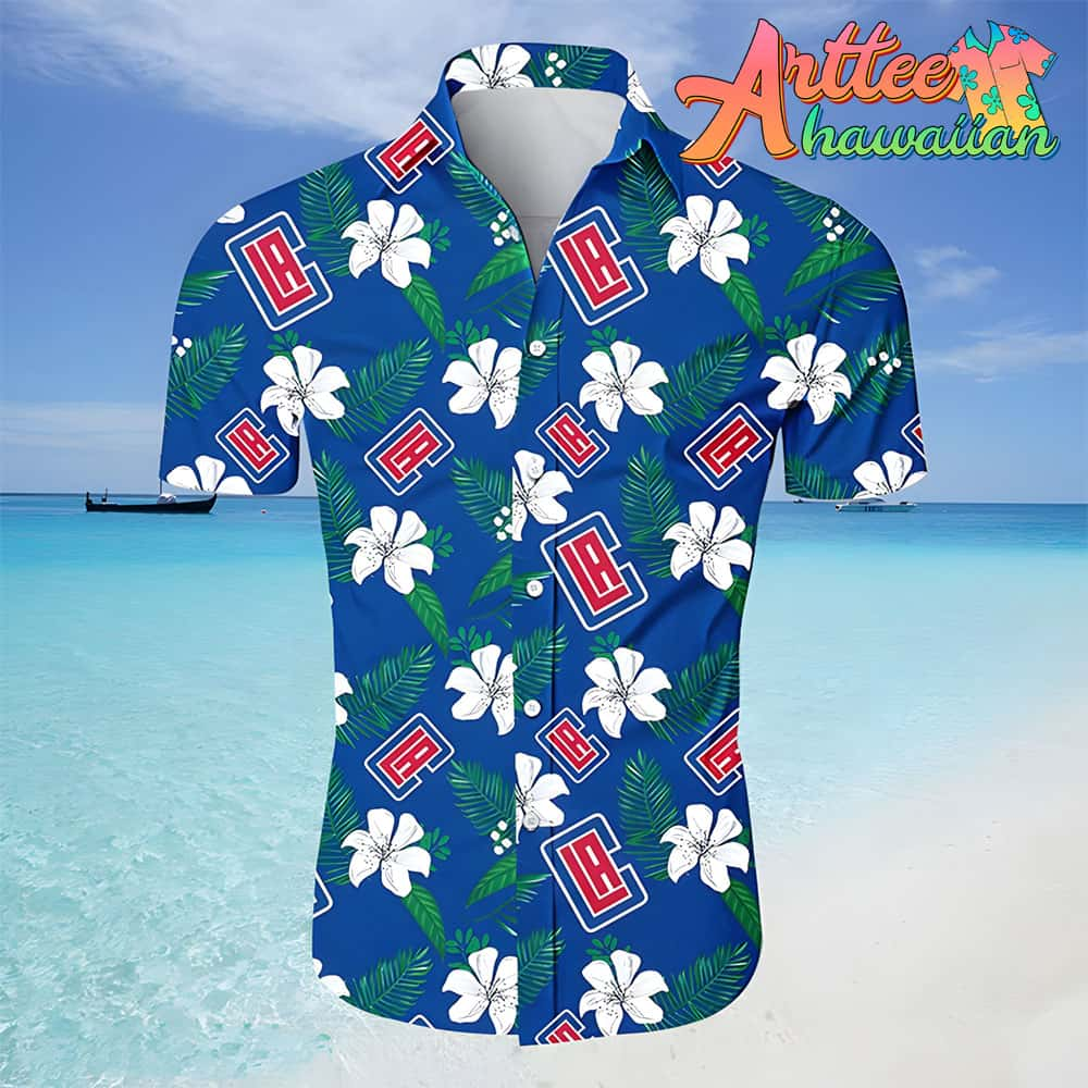 Nba Los Angeles Clippers White Blue Hibiscus Flowers Hawaiian Shirt