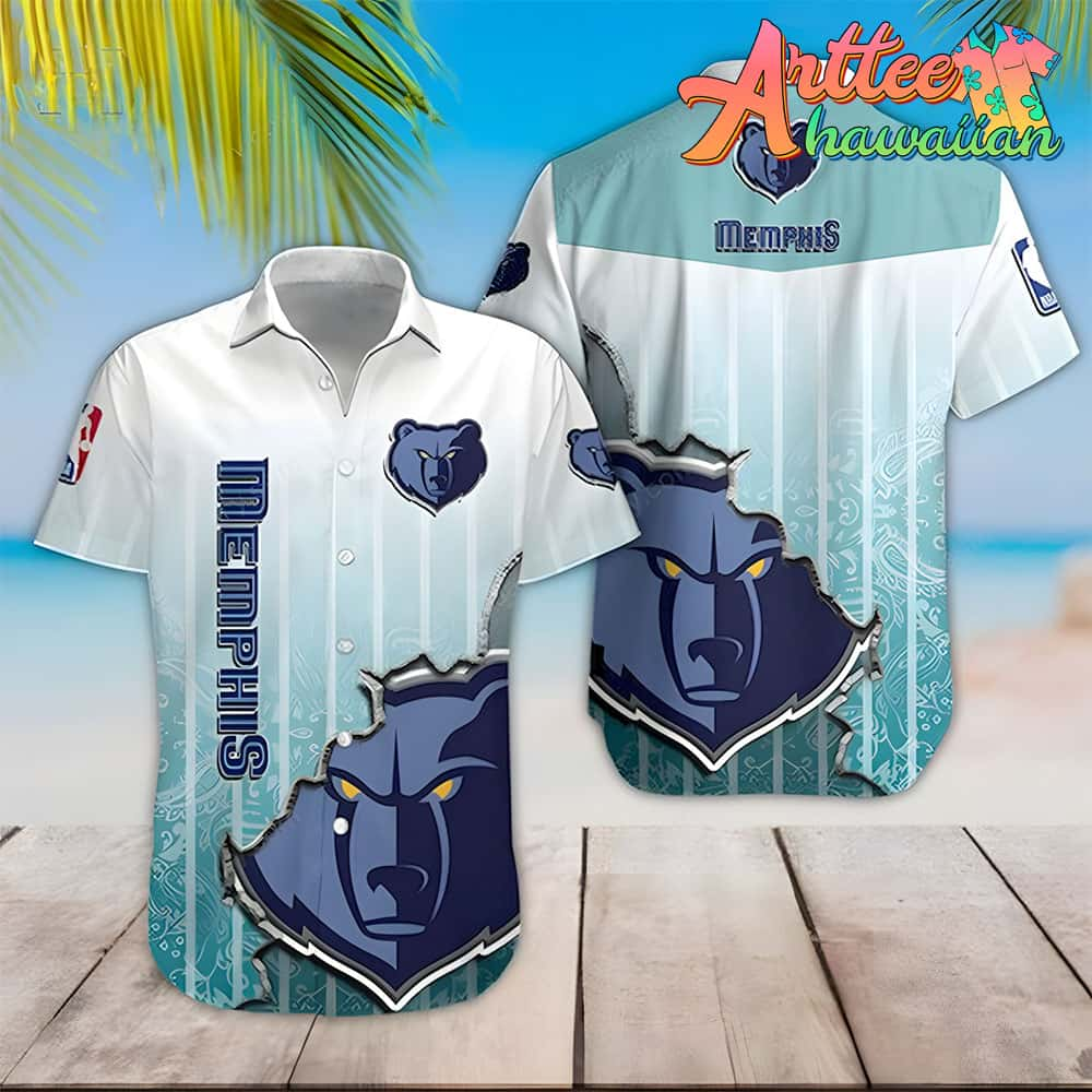 Nba Memphis Grizzlies Blue Gradient Scratch Hawaiian Shirt