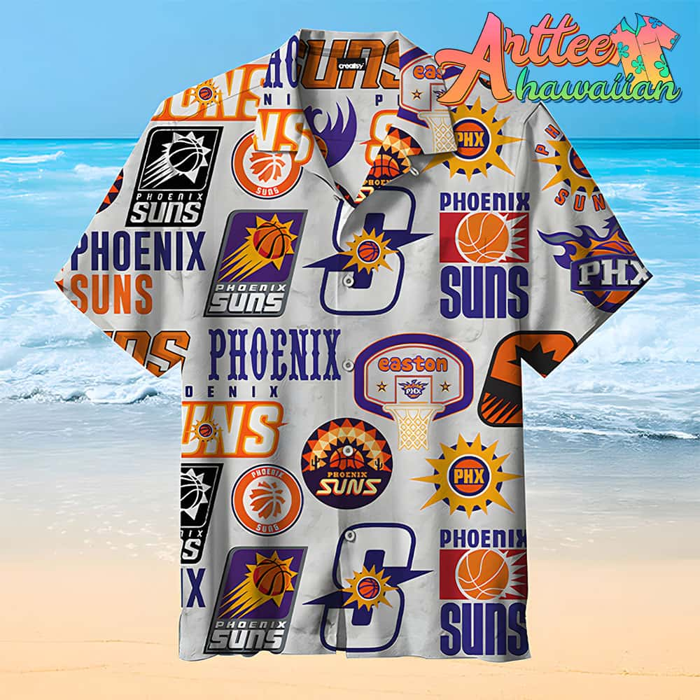 Nba Phoenix Suns White Logo History Hawaiian Shirt