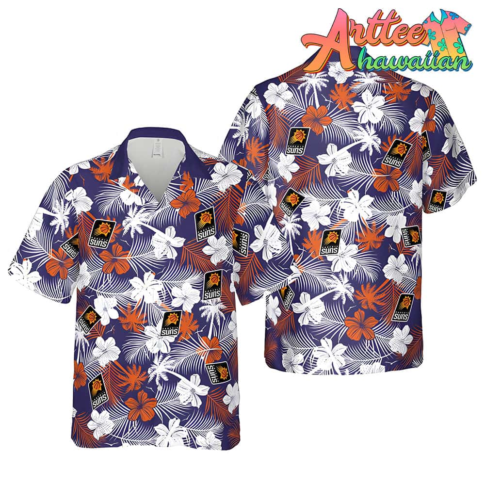 Nba Phoenix Suns White Orange Tropical Flowers Hawaiian Shirt