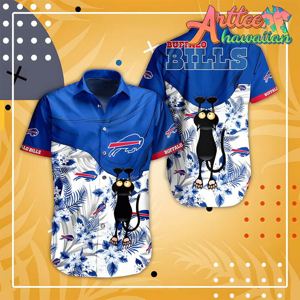 Nfl Buffalo Bills Black Cat Royal Blue Hawaiian Shirt