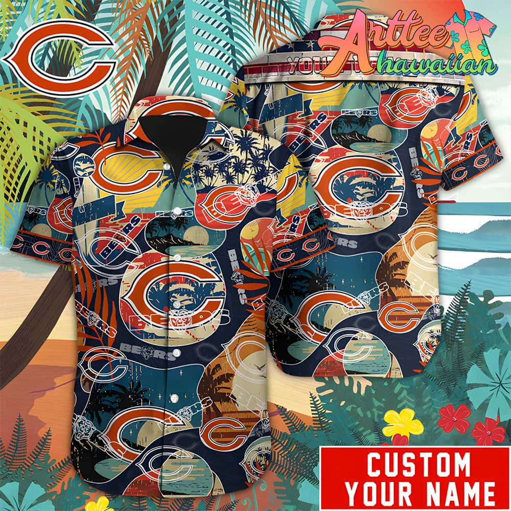 Nfl Chicago Bears Custom Name Special Vintage Style Hawaiian Shirt