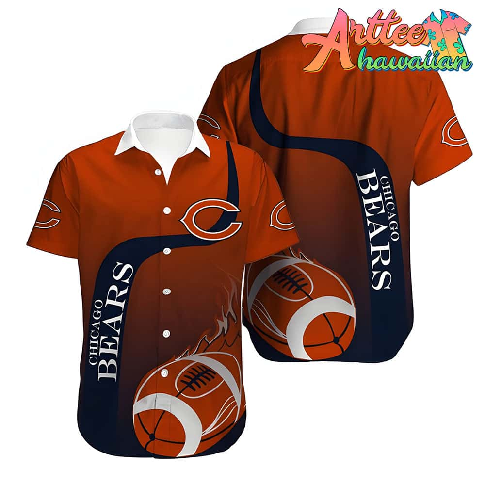 Nfl Chicago Bears Fire Ball In Orange Hawaiian Shirt