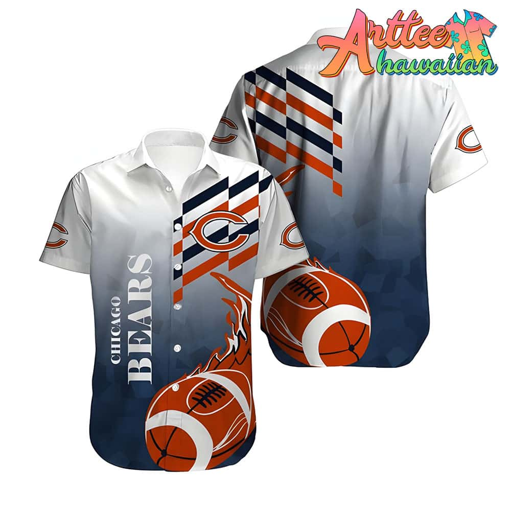 Nfl Chicago Bears Fire Ball In White Hawaiian Shirt