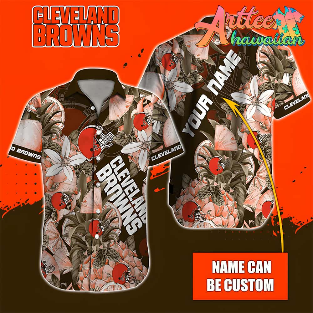 Nfl Cleveland Browns Custom Name Special Tropical Fruit Hawaiian Shirt