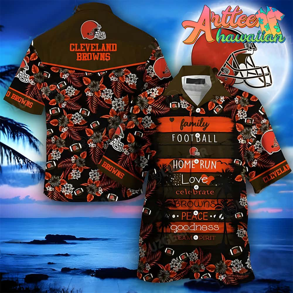 Nfl Cleveland Browns Tropical Flowers Hawaiian Shirt