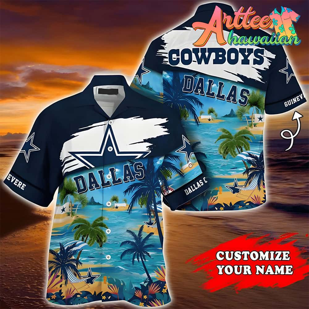 Nfl Dallas Cowboys Custom Name Coconut Beach Hawaiian Shirt