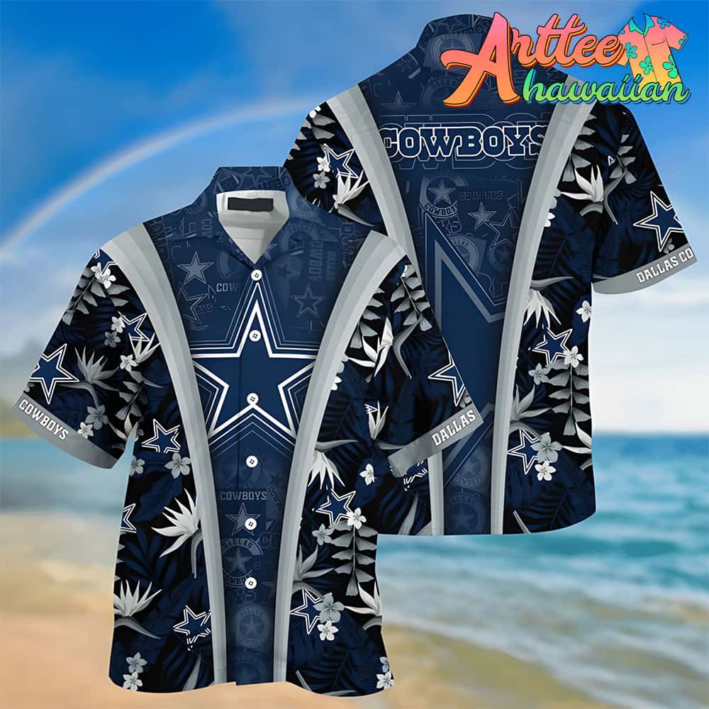 Nfl Dallas Cowboys Dark Blue Lotus Flower Hawaiian Shirt