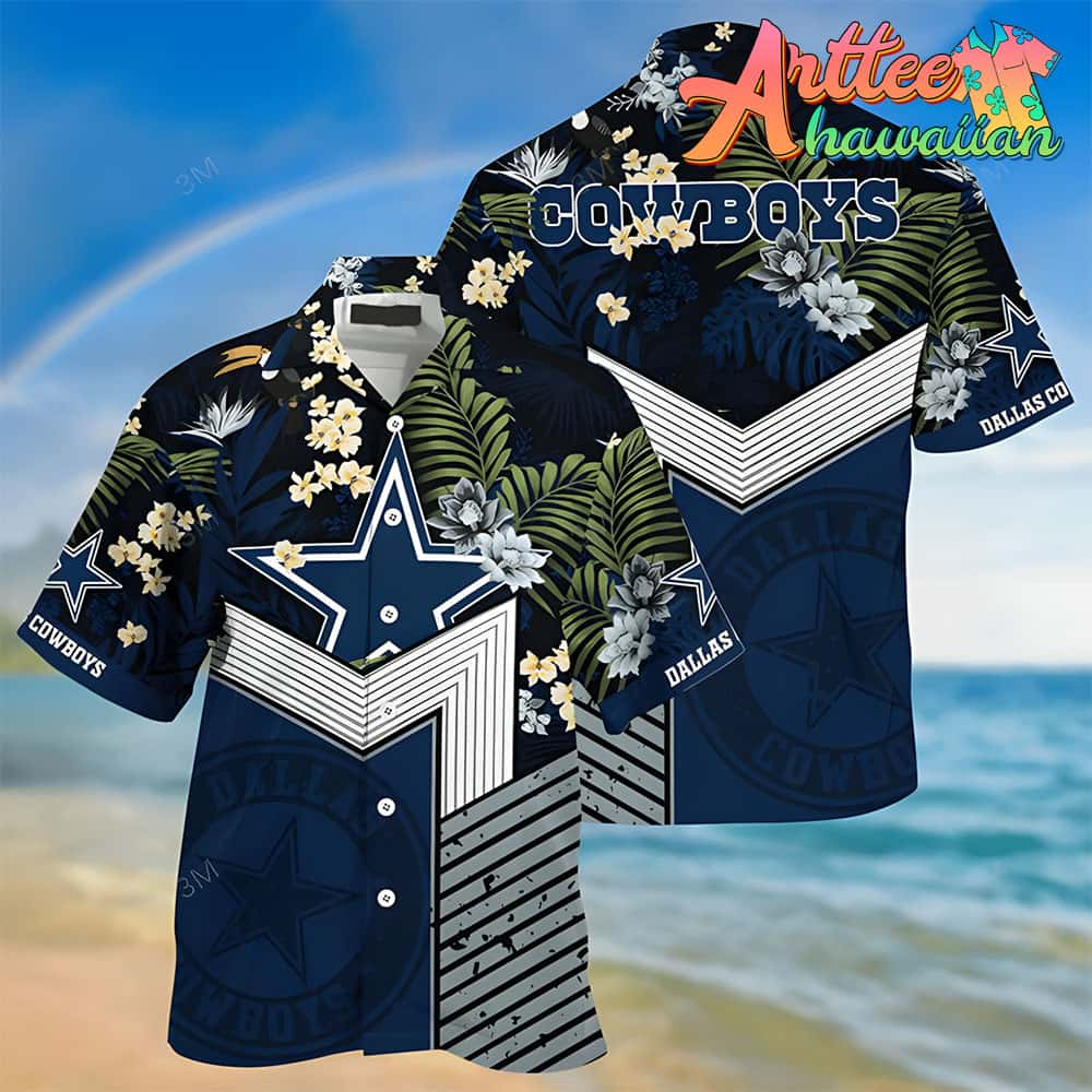 Nfl Dallas Cowboys Flower Stripes Hawaiian Shirt