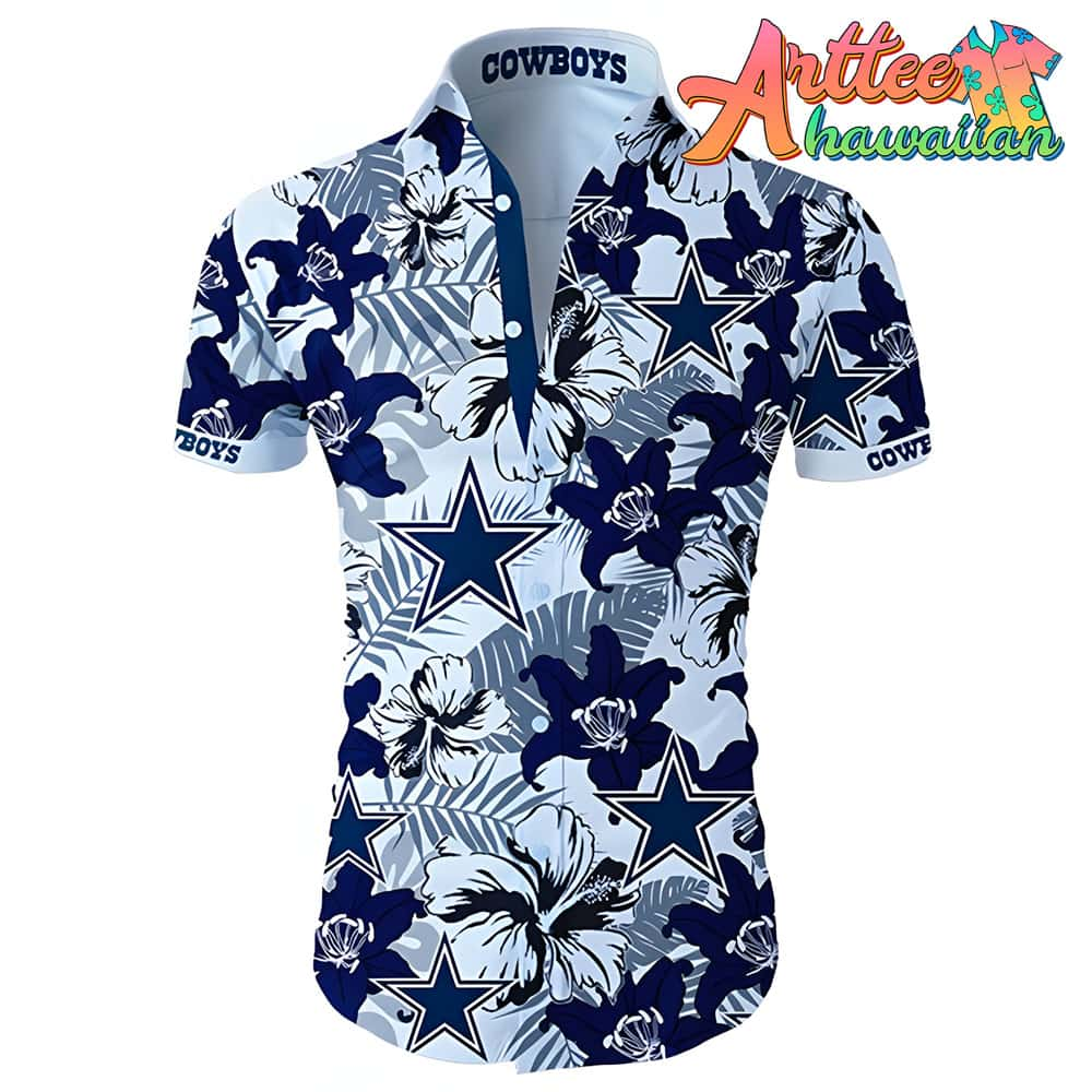 Nfl Dallas Cowboys Tropical Flower Short Sleeve Hawaiian Shirt