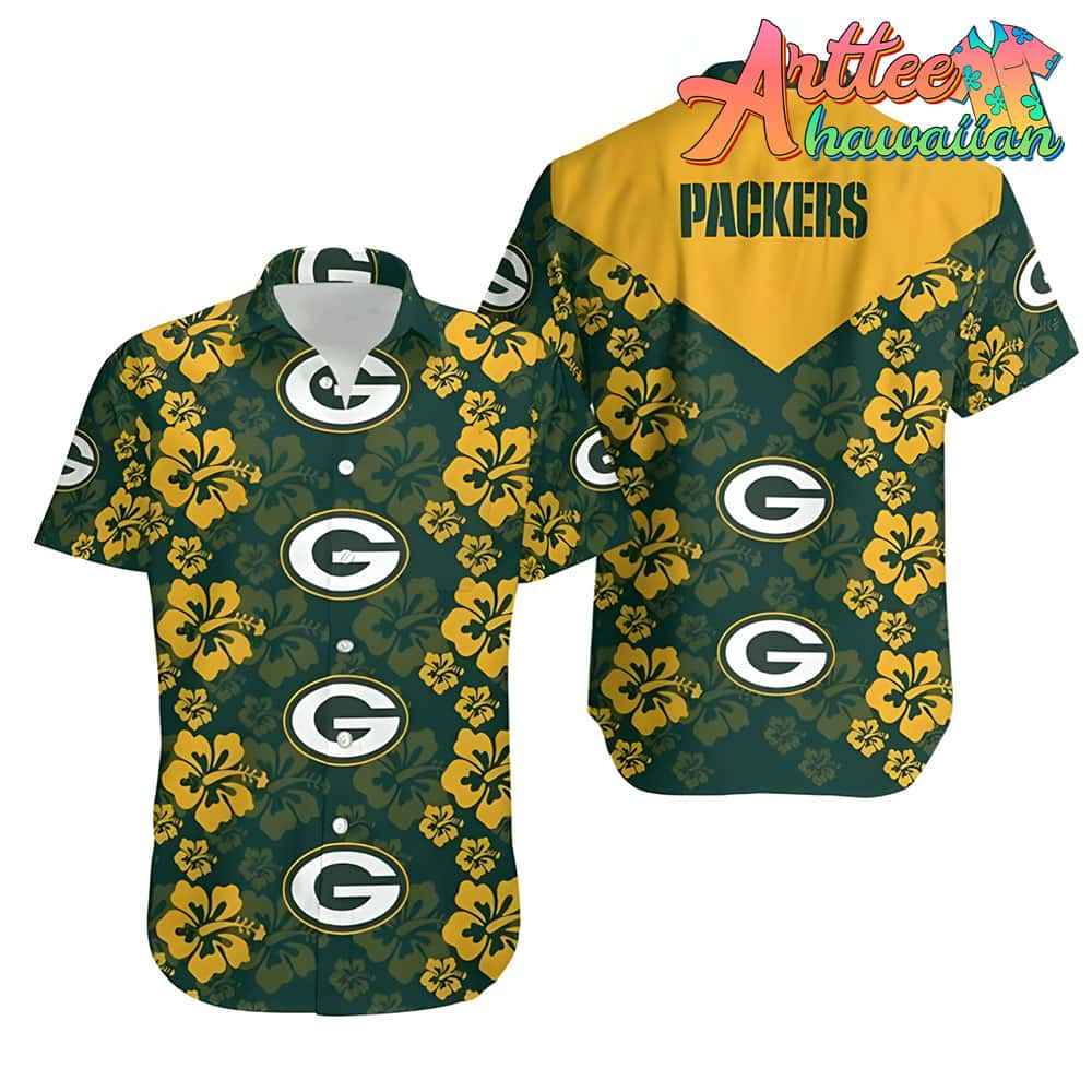 Nfl Green Bay Packers Green Yellow Flower Hawaiian Shirt