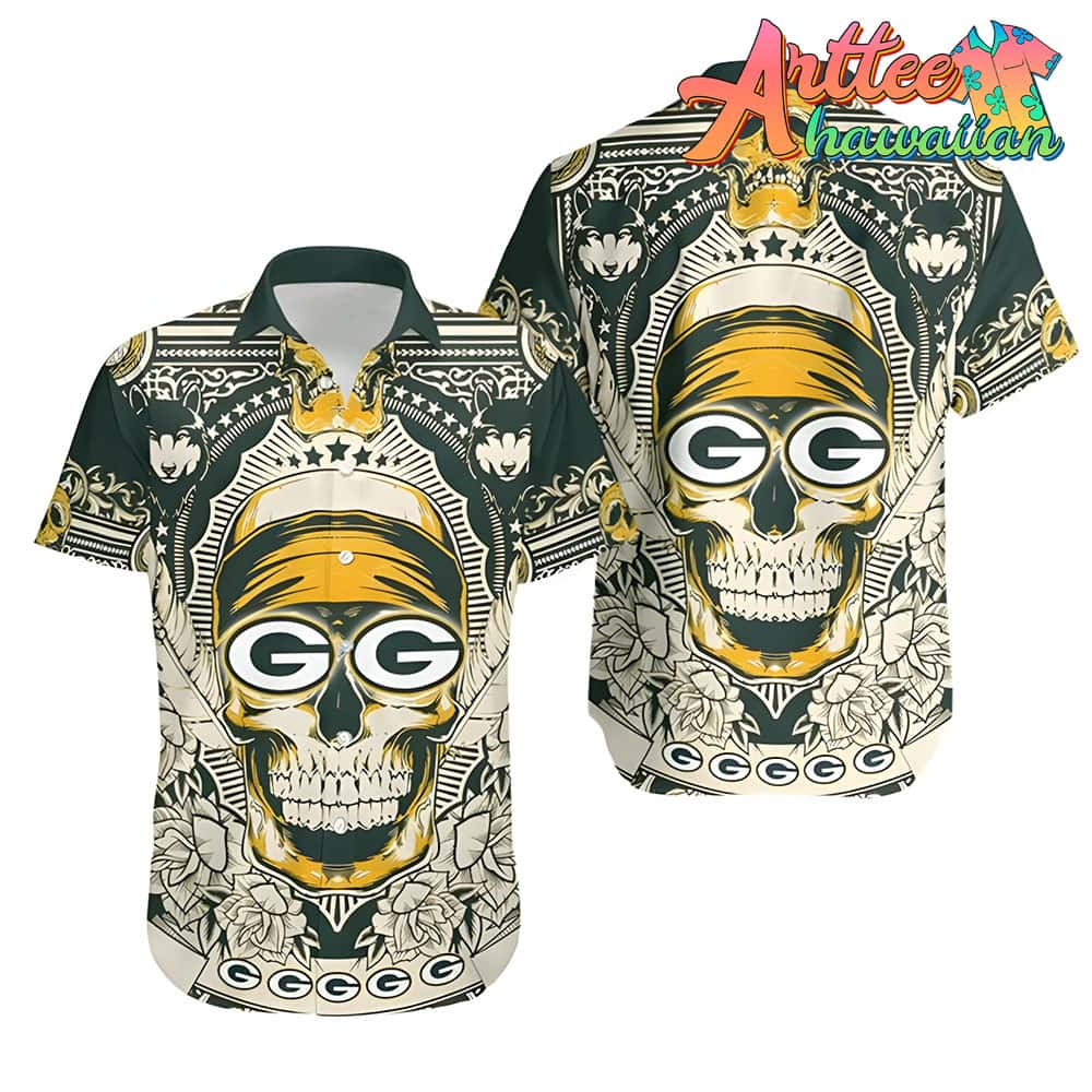 Nfl Green Bay Packers Skull Version Hawaiian Shirt