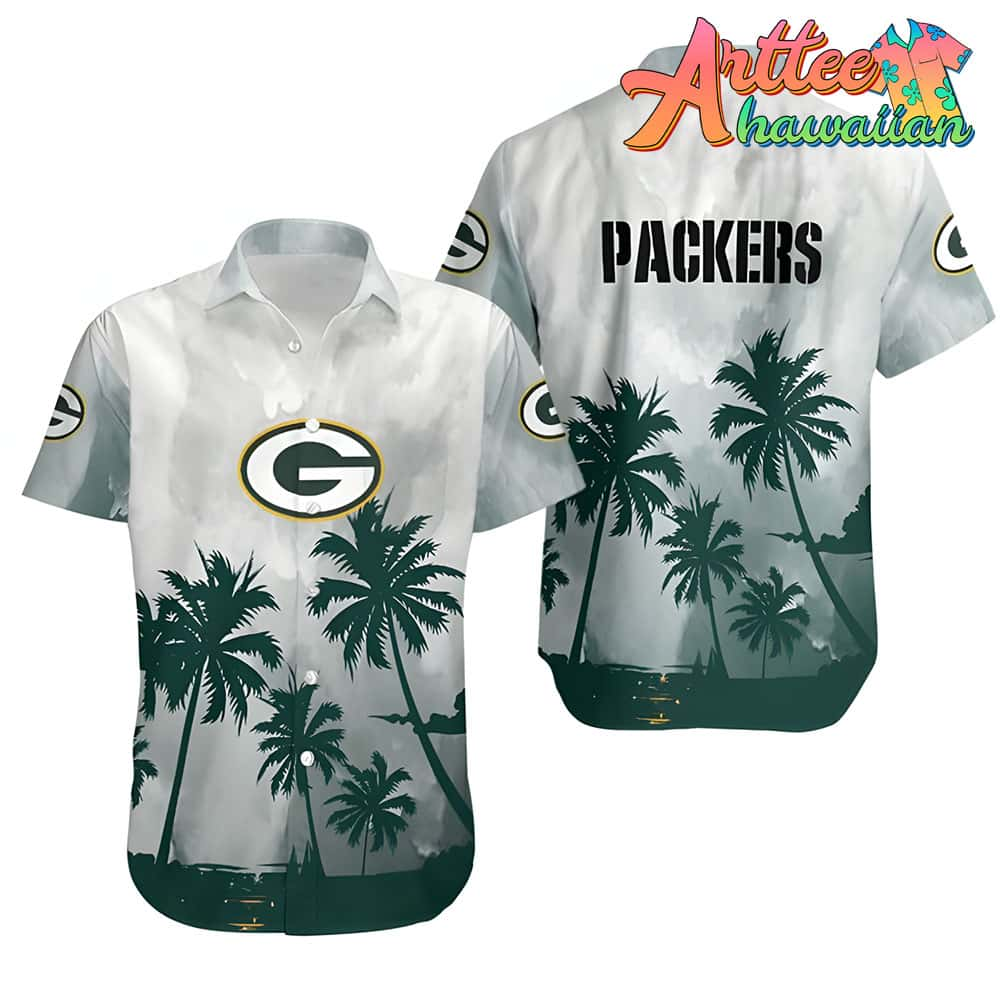 Nfl Green Bay Packers White Blue Tree Cloud Hawaiian Shirt