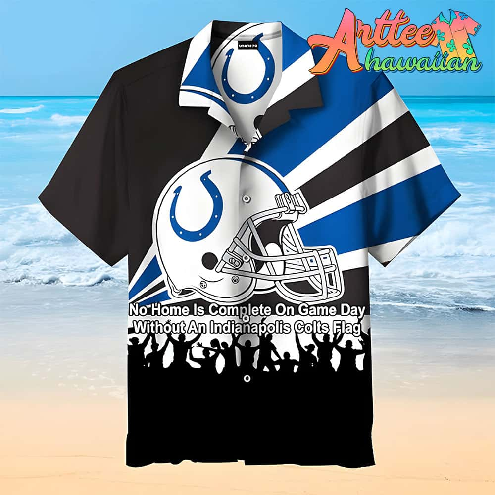 Nfl Indianapolis Colts Black Blue Helmet Hawaiian Shirt