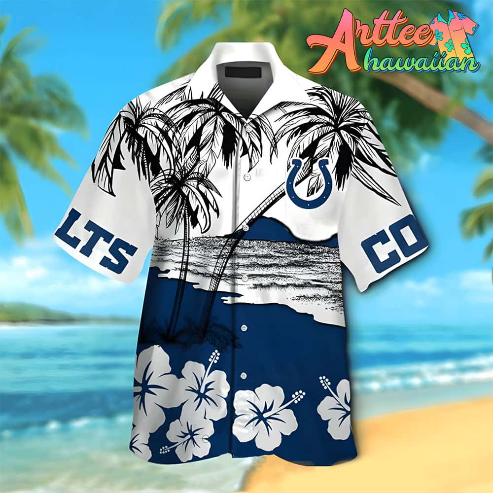 Nfl Indianapolis Colts Coconut Tree Blue Hawaiian Shirt