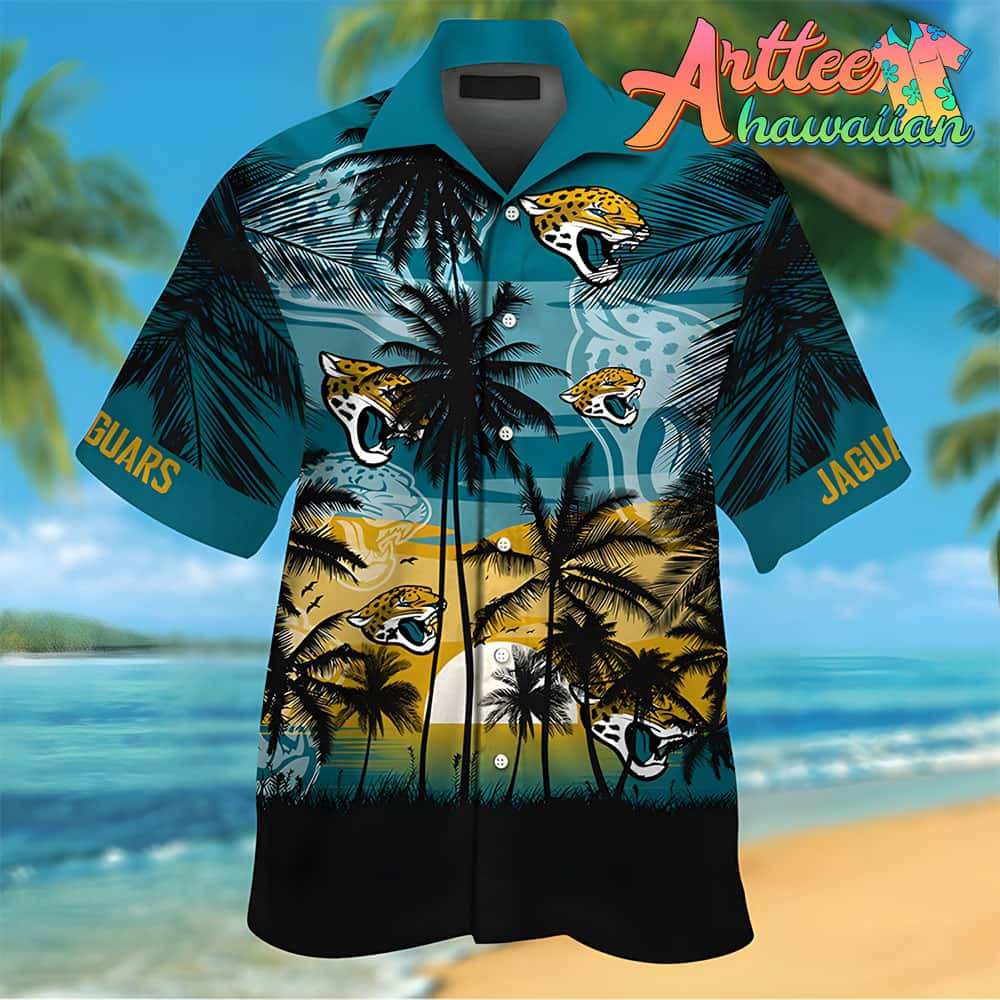 Nfl Jacksonville Jaguars Coconut Sun Teal Hawaiian Shirt