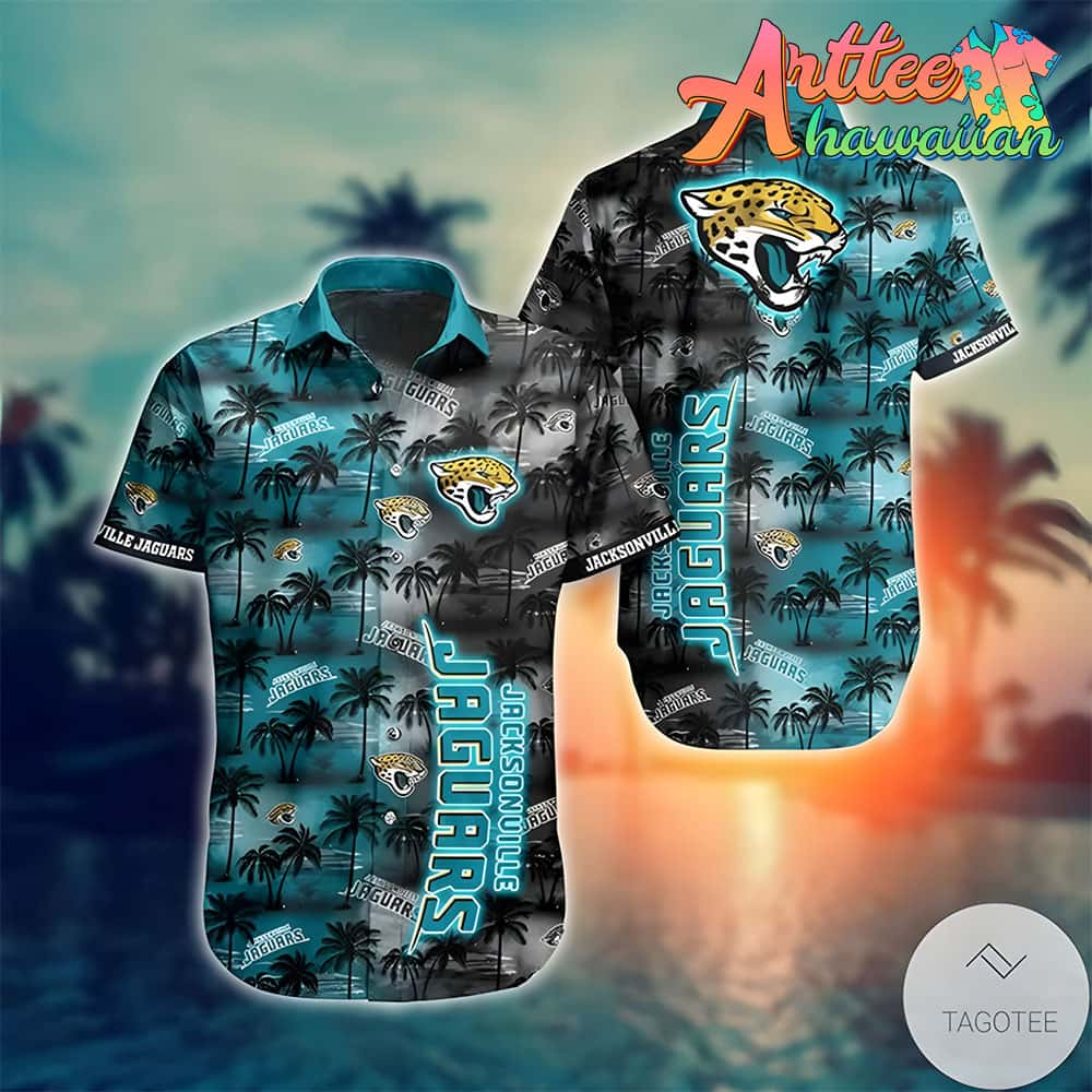 Nfl Jacksonville Jaguars Coconut Tree Teal Grey Hawaiian Shirt