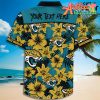 Nfl Jacksonville Jaguars Custom Name Teal Flower Gold Hawaiian Shirt