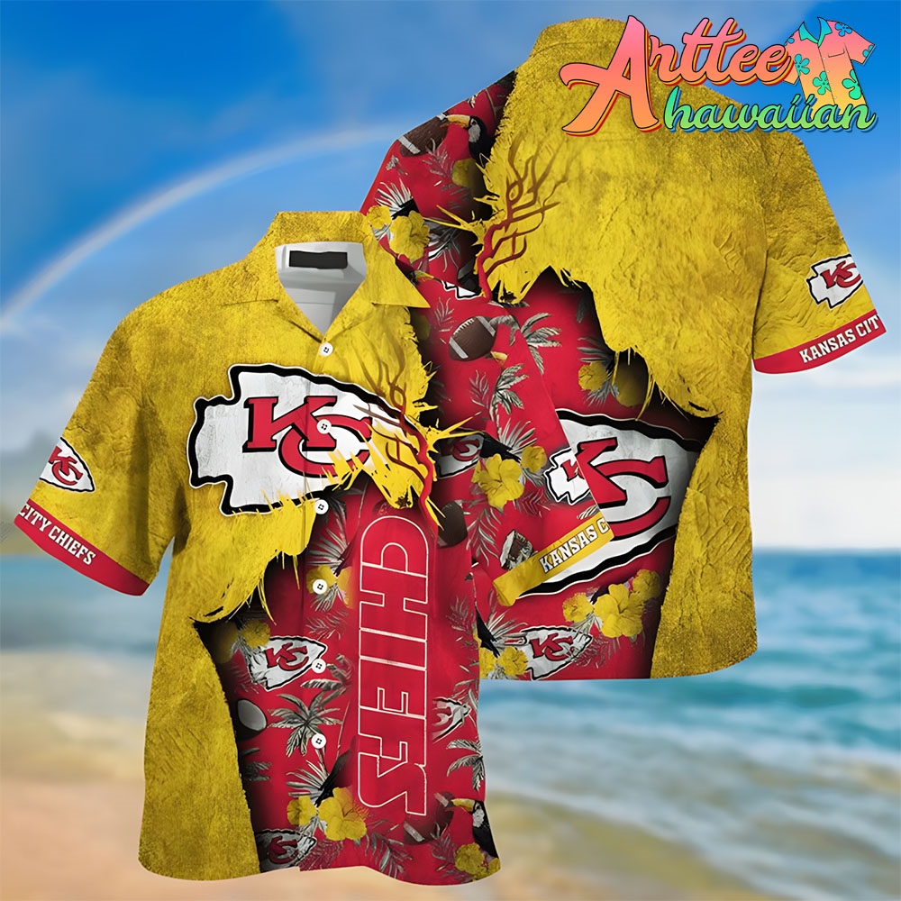 Nfl Kansas City Chiefs Gold Red Hawaiian Shirt