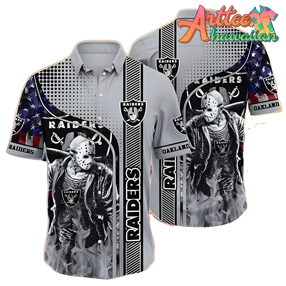 Nfl Las Vegas Raiders Jason Voorhees Us Flag Hawaiian Shirt