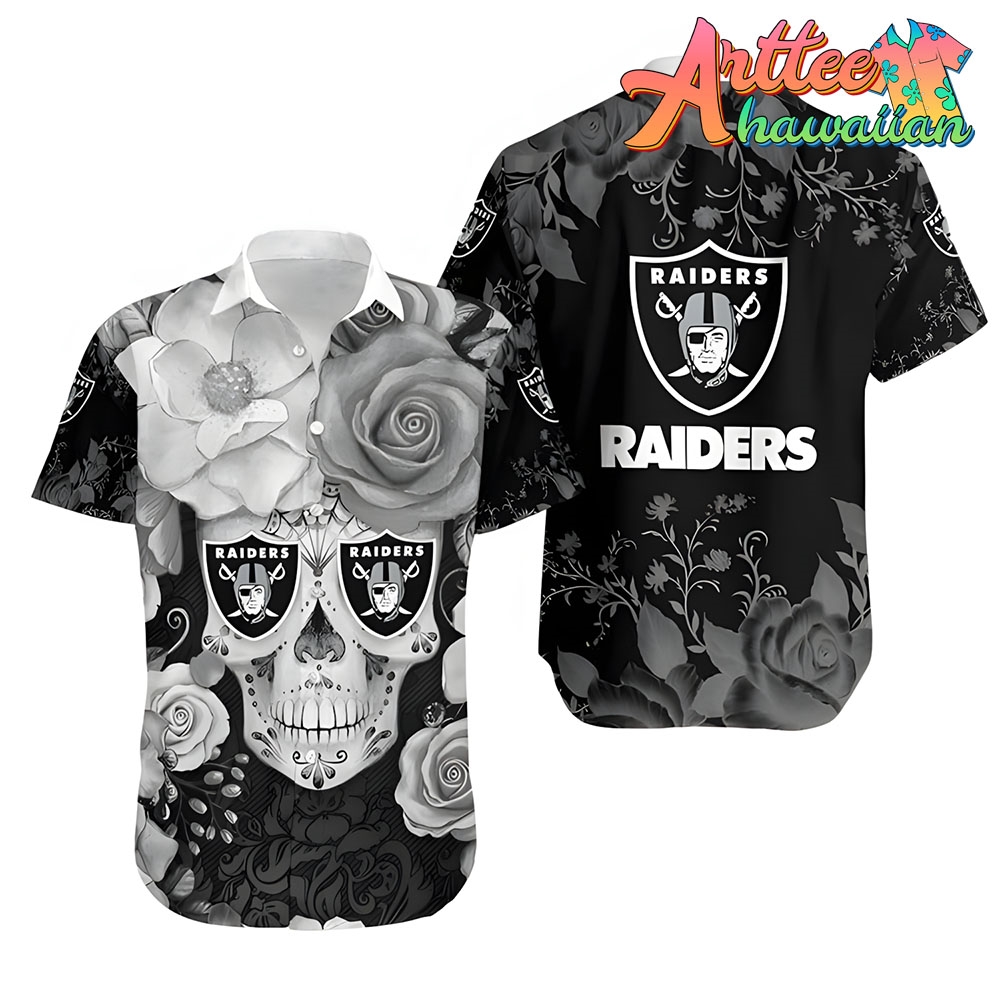 Nfl Las Vegas Raiders Skull Roses Hawaiian Shirt