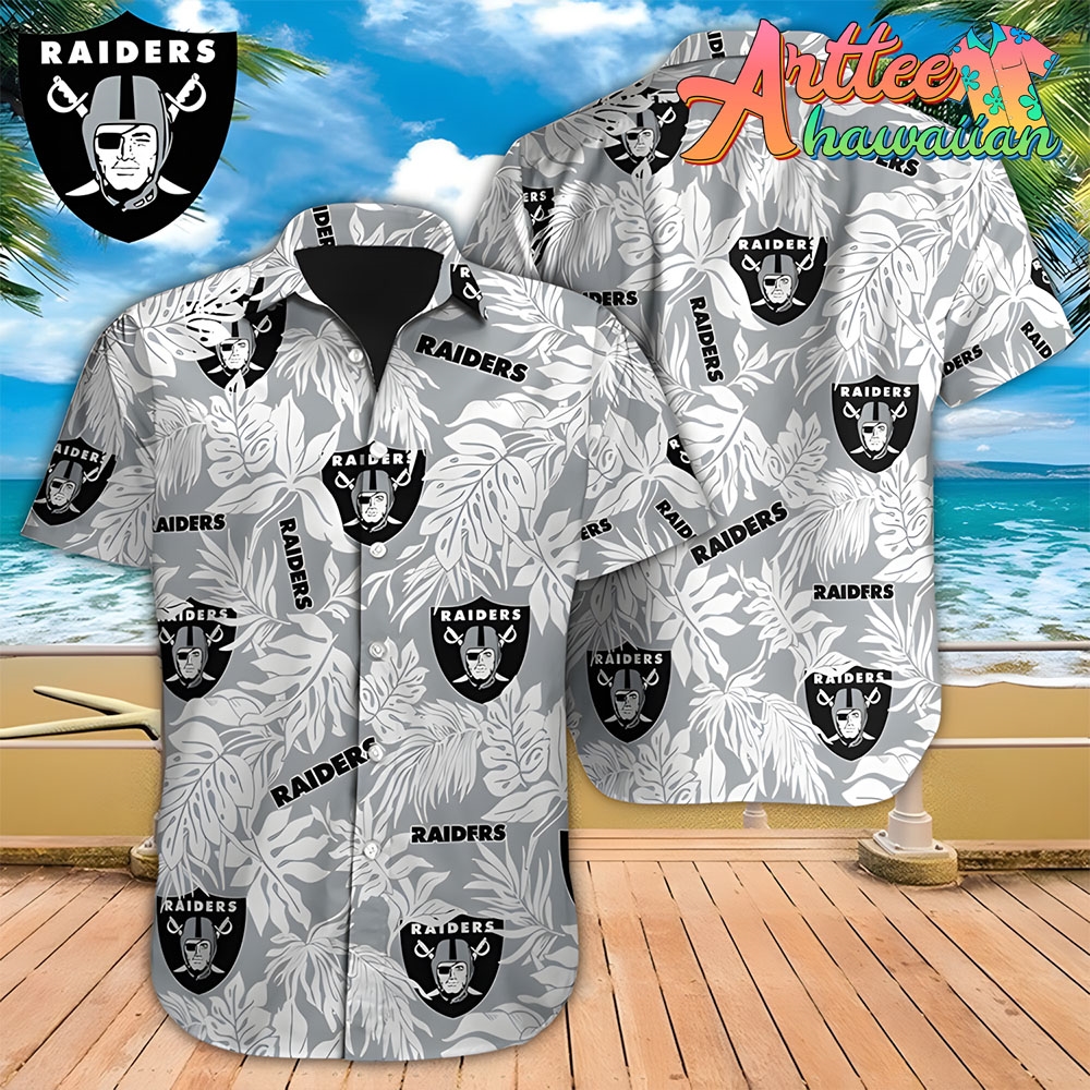 Nfl Las Vegas Raiders Tropical Leafs Hawaiian Shirt