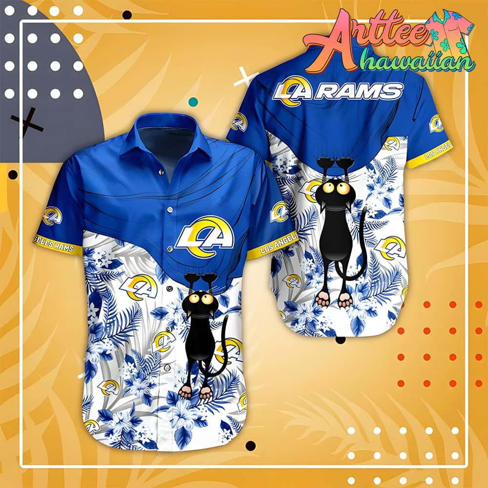 Nfl Los Angeles Rams Black Cat Graphic Hawaiian Shirt