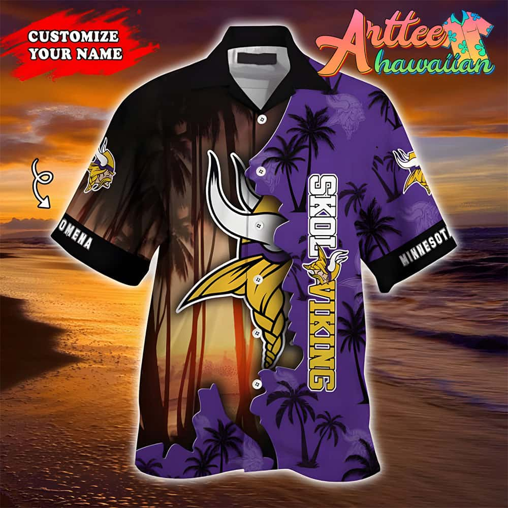 Nfl Minnesota Vikings Custom Name Coconut Purple Hawaiian Shirt