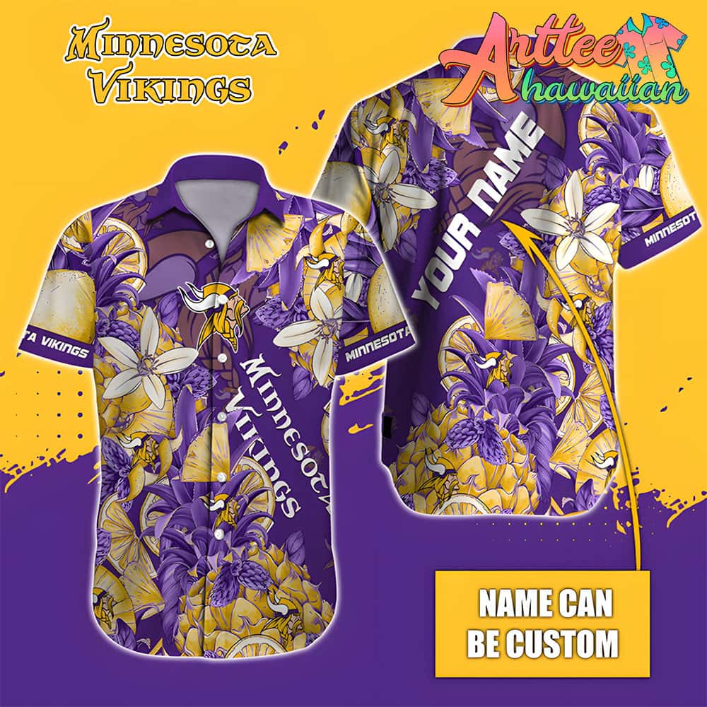 Nfl Minnesota Vikings Custom Name Special Tropical Fruit Hawaiian Shirt