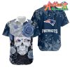 Nfl New England Patriots Light Blue Rose Skull Hawaiian Shirt