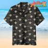 Nfl New Orleans Saints Black Golden Multi Small Logo Hawaiian Shirt