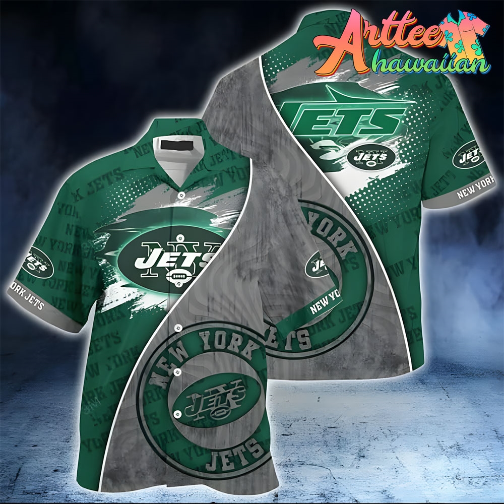 Nfl New York Jets Green Grey Hawaiian Shirt