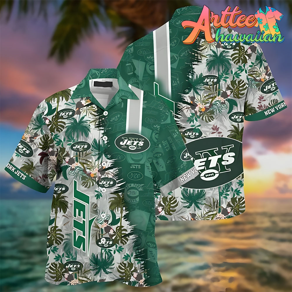 Nfl New York Jets Grey Green Hawaiian Shirt