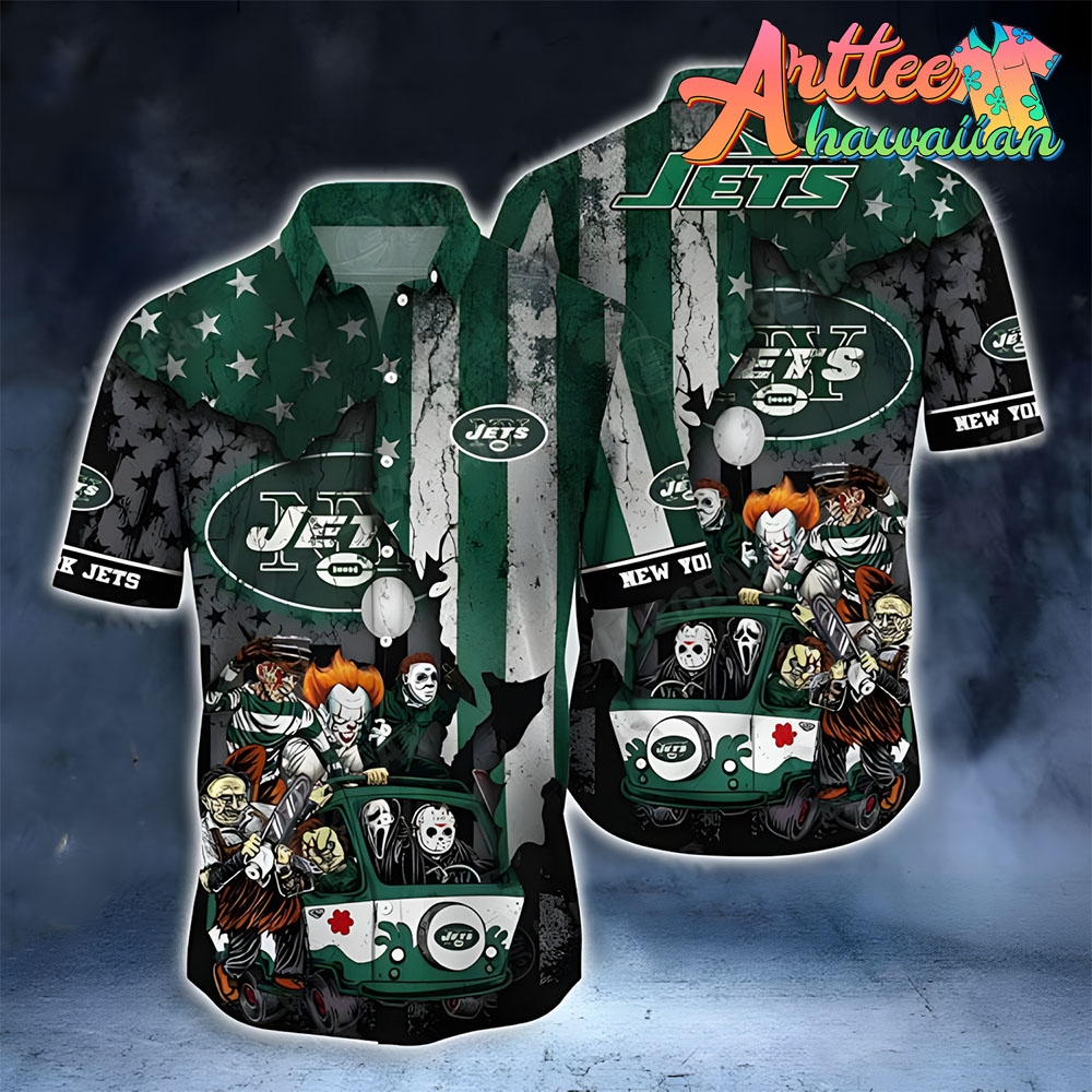 Nfl New York Jets Halloween Green Hawaiian Shirt