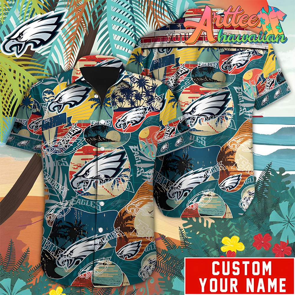 Nfl Philadelphia Eagles Custom Name Special Vintage Style Hawaiian Shirt