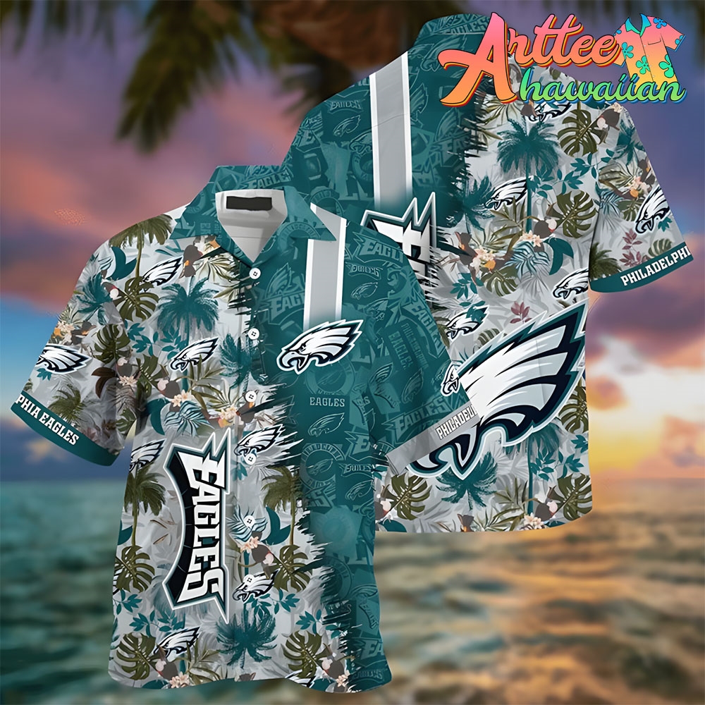 Nfl Philadelphia Eagles Green Grey Hawaiian Shirt