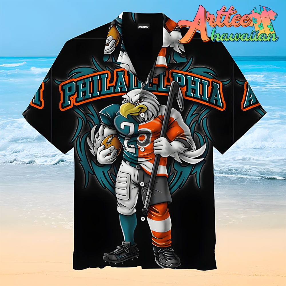 Nfl Philadelphia Eagles Mascot Black Hawaiian Shirt