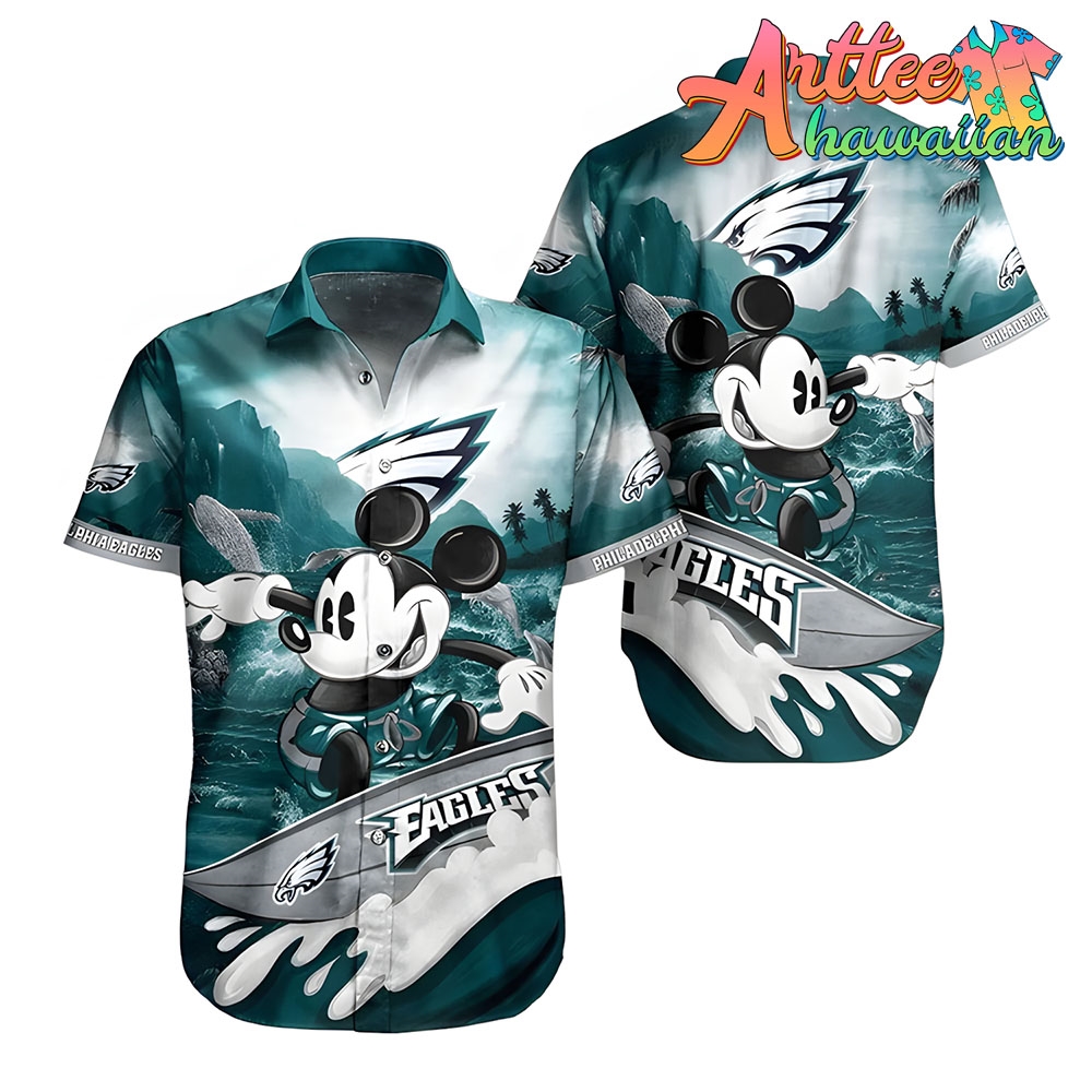 Nfl Philadelphia Eagles Mickey Surfing Hawaiian Shirt