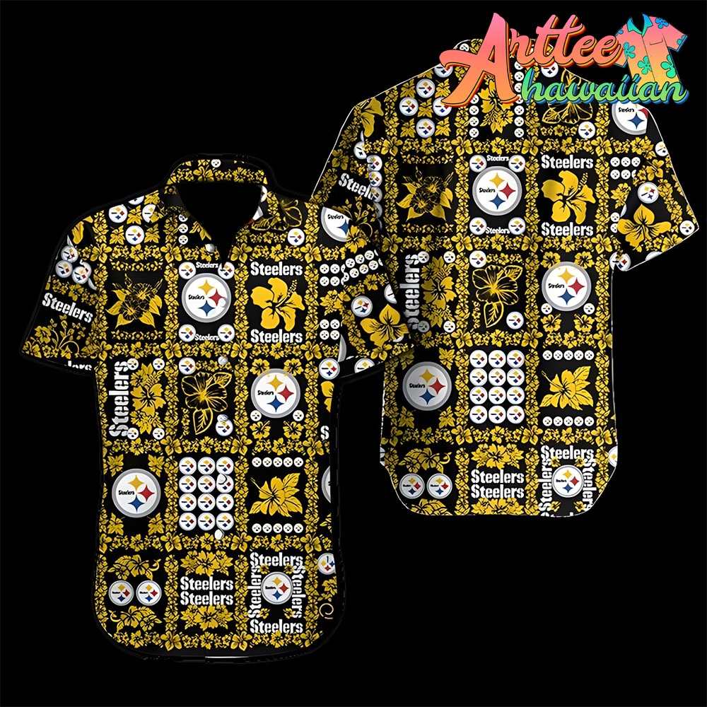 Nfl Pittsburgh Steelers Golden Black Gomoku Hawaiian Shirt