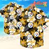 Nfl Pittsburgh Steelers Golden Flower Grey Leaf Hawaiian Shirt